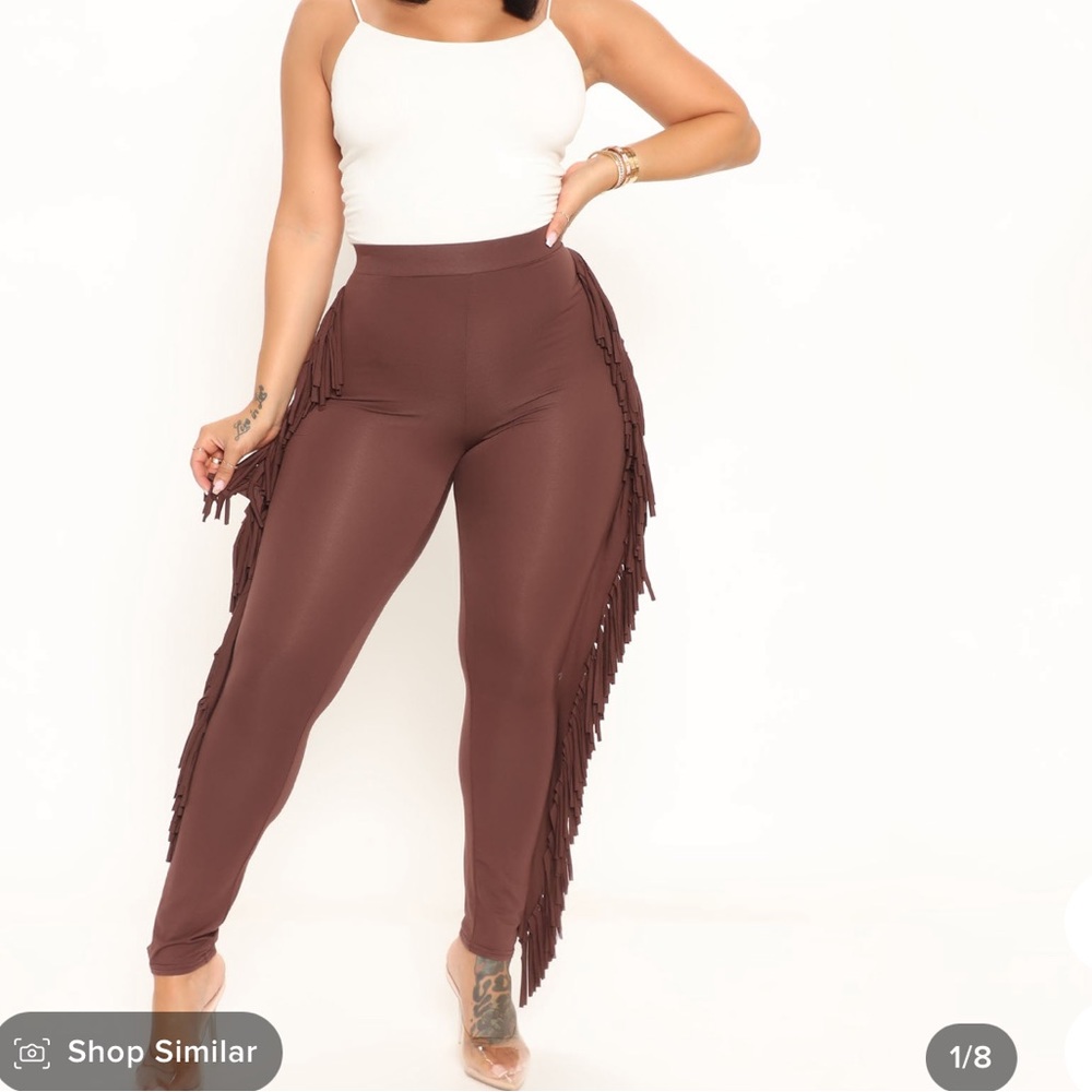 Fringe brown leggings
